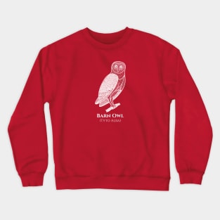 Barn Owl with Common and Scientific Names - bird lovers design Crewneck Sweatshirt